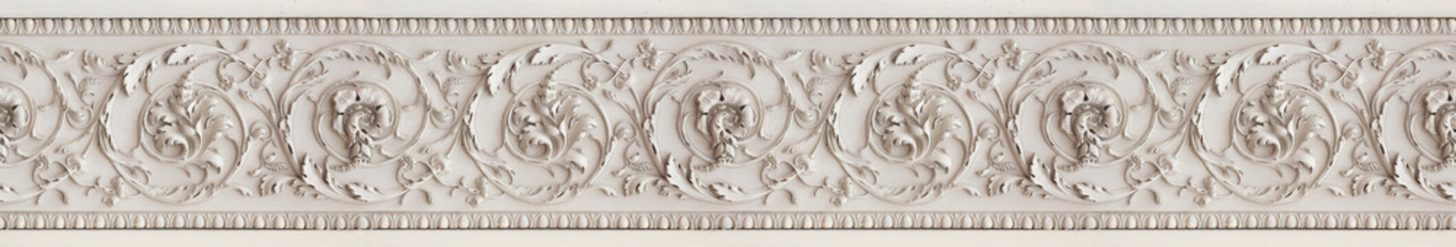 Neoclassical stucco frame with floral elements - seamless pattern useful for renderings applications