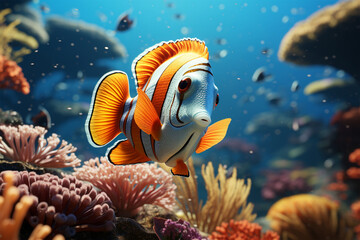 Fototapeta na wymiar Beautiful and cute fish in the sea