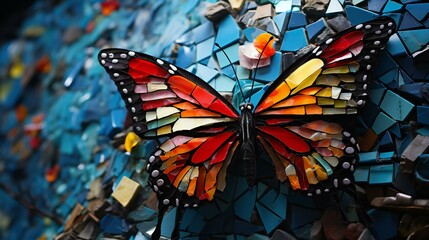 Colorful Wings: Abstract Geometric Butterfly in Natures Palette