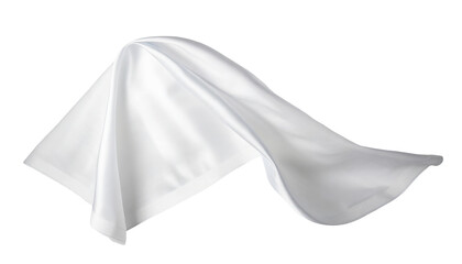 White silk or satin cloth waving, isolated on transparent background.