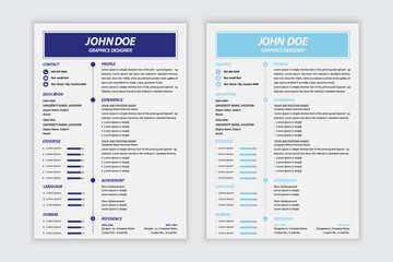 Creative & Minimal Resume Template Design, vector pro illustration