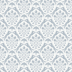 Hand drawn woodland animals seamless pattern Decorative cute dog wolf bird berries seamless pattern