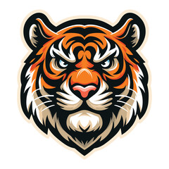Obraz premium wild animal tiger head face mascot design vector illustration, logo template isolated on white background