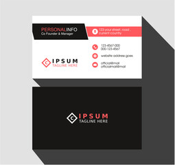Minimal style business card template. Minimalist business card for corporate company. Simple modern visiting card layout. Vector calling card design.