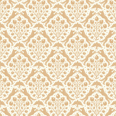 Hand drawn woodland animals seamless pattern Decorative cute dog wolf bird berries seamless pattern