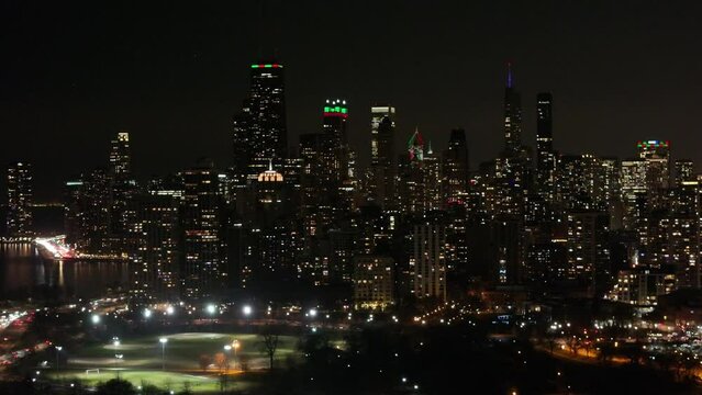 Drone view of Downtown Chicago 