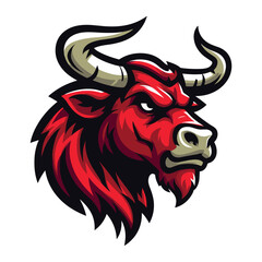 Fototapeta premium wild strong animal bull head face mascot design vector illustration, logo template isolated on white background