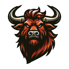 wild strong animal bull head face mascot design vector illustration, logo template isolated on white background