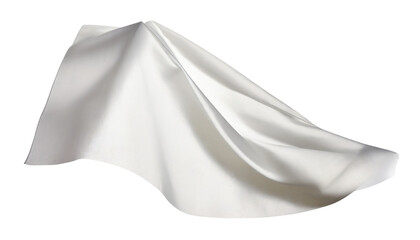 White silk or satin cloth waving, isolated on transparent background.