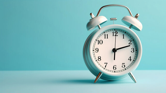 Alarm clock in the picture on a blue background