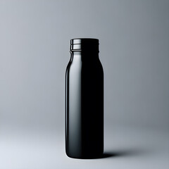 black bottle on gray background