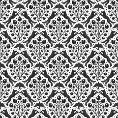 Hand drawn woodland animals seamless pattern Decorative cute dog wolf bird berries seamless pattern