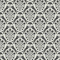 Hand drawn woodland animals seamless pattern Decorative cute dog wolf bird berries seamless pattern