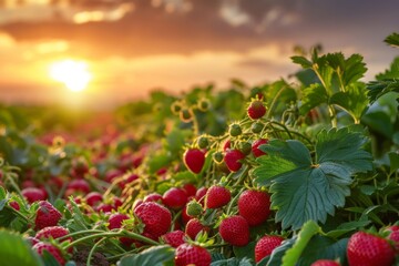 Obraz premium Growing strawberry harvest and producing vegetables cultivation. Concept of small eco green business organic farming gardening and healthy food.
