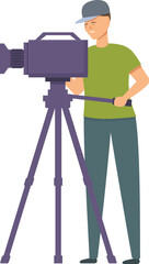 Cameraman news production icon cartoon vector. Media host. Device staff