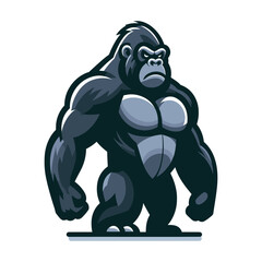 muscle gorilla ape monkey mascot design logo vector illustration isolated on white background - obrazy, fototapety, plakaty