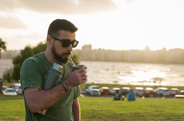 Man drinking chimarrão, mate (an infusion of yerba mate with ho