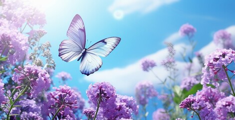 butterfly on lavender field, background, wallpaper 