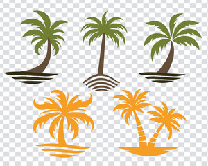 Fototapeta premium a set of palm tree vector illustration isolated colorful palm tree icons