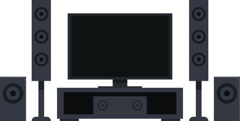 Obraz premium Home theater center icon cartoon vector. Digital tv. Acoustic family system