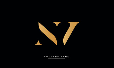 NV, VN, N, V Abstract Letters Logo Monogram