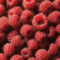 Heap of fresh raspberries close-up.
