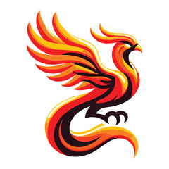 Flying Phoenix Fire Bird abstract Logo design vector illustration. Dove Eagle Logotype concept icon isolated on white background