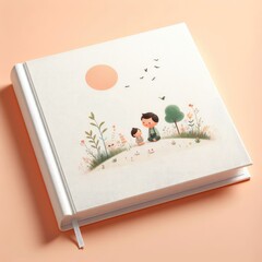 white book cover mockup layout design with shadows for branding, on peach background