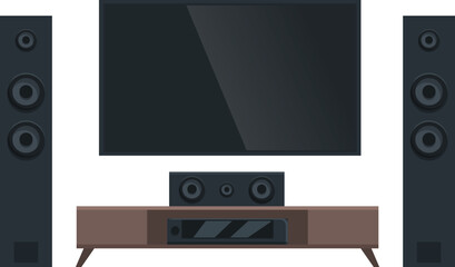 Family home theater icon cartoon vector. Audio cd center. Digital system