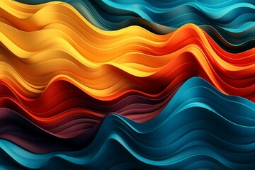 Vibrant 3D waves create a mesmerizing abstract wallpaper. Generative AI