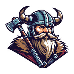 Viking head face vector illustration template, suitable for t shirt design, logo design, tattoo many more. Design isolated on white background