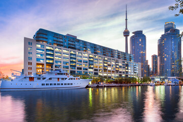 Toronto Harbourfront district at night
