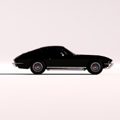 car background, black c2 1963 isolated on a white background, side view, america car, 4k Square