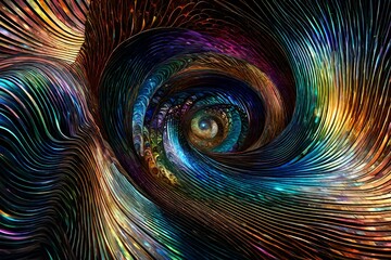 Shimmering vortex of iridescent spirals