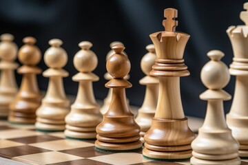 Wooden chess pieces on a Salesforce close up chess Ai generated