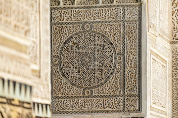 filigrana de estuco, Madrasa Bou Inania, fundada por el sultán Abú Hassan Marini (1331-1351), Mequinez ,  Marruecos, Africa