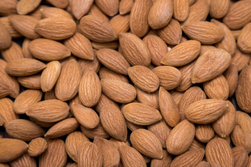 Almond kernels. Natural products. Photo for background.