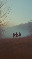 People Walking Across Grass Field