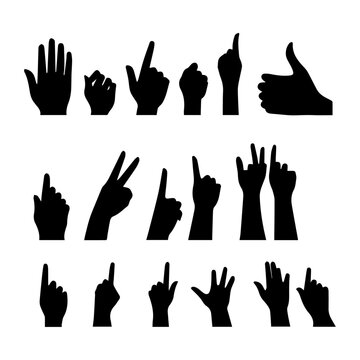 collection of silhouette Hand sign design