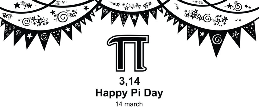 Happy pi day. Horizontal Banner.14 March. Web banner design background for header Templates.  Mathematical constant. Ratio of a circle’s circumference to its diameter. Constant number Pi. 