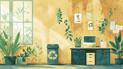Sustainable Office Practices: Plants and Recycling Bins and conceptual metaphors of Eco-Friendly and Responsibility