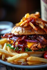 Delicious Sandwich and French Fries on a Plate