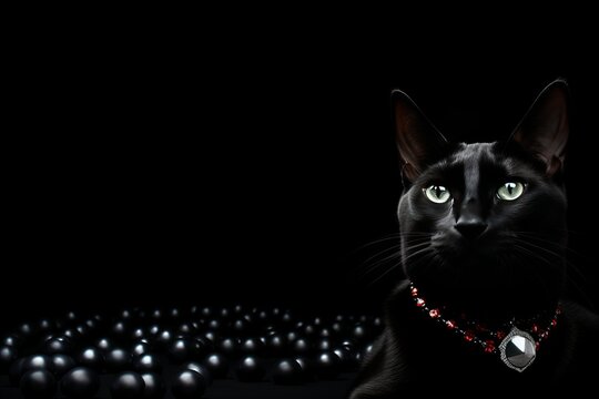Elegant and graceful black cat in captivating setting exuding mystery and sophistication