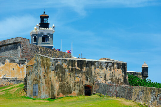 San Felipe del Morro castle walls in the old San Juan, Puerto Rico