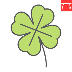 Clover line color icon, St. Patrick's Day and holiday, four leaf vector icon, vector graphics, editable stroke outline sign, eps 10.