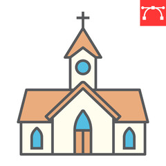 Church line color icon, St. Patrick's Day and Easter, chapel vector icon, vector graphics, editable stroke outline sign, eps 10.