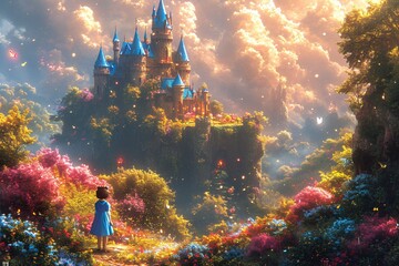 Fairy Tale Castle in the Sky Generative AI