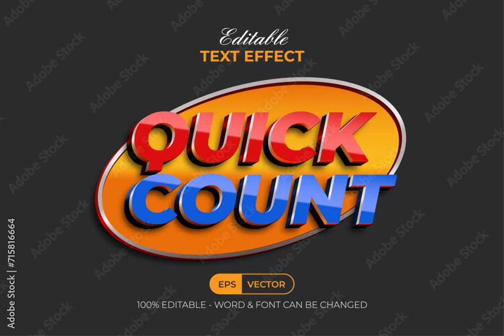 Aufkleber 3d modern text effect quick count style. editable text effect.
