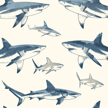 shark, pattern, design, ocean, nature