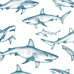 shark, pattern, design, ocean, nature